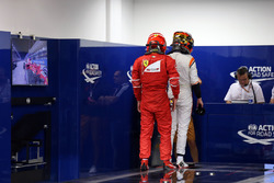 Kimi Raikkonen, Ferrari and Stoffel Vandoorne, McLaren in parc ferme weigh-in area