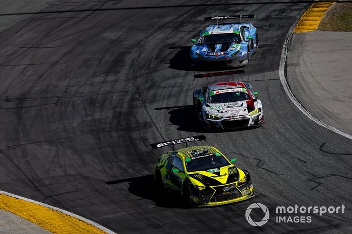 #12 AIM Vasser Sullivan Lexus RC-F GT3, GTD: Frankie Montecalvo, Townsend Bell, Shane van Gisbergen, Aaron Telitz, #88 WRT Speedstar Audi Sport Audi R8 LMS GT3, GTD: Mirko Bortolotti, Rolf Ineichen, Daniel Morad, Dries Vanthoor, #44 GRT Magnus Lamborghini Huracan GT3, GTD: John Potter, Andy Lally, Spencer Pumpelly, Marco Mapelli