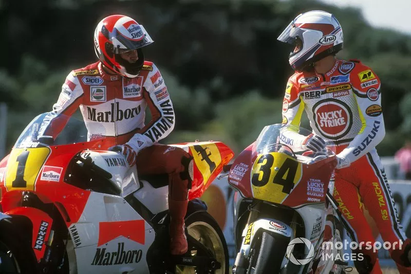 Wayne Rainey, Yamaha y Kevin Schwantz, Suzuki
