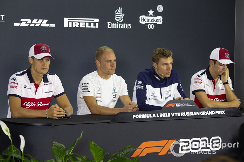 Marcus Ericsson, Sauber, Valtteri Bottas, Mercedes AMG F1, Sergey Sirotkin, Williams Racing and Charles Leclerc, Sauber in press conference