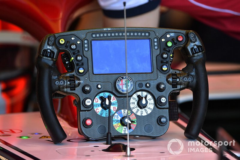 The steering wheel from the Alfa Romeo Racing C38