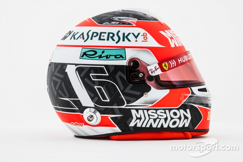 El casco de Charles Leclerc, Ferrari