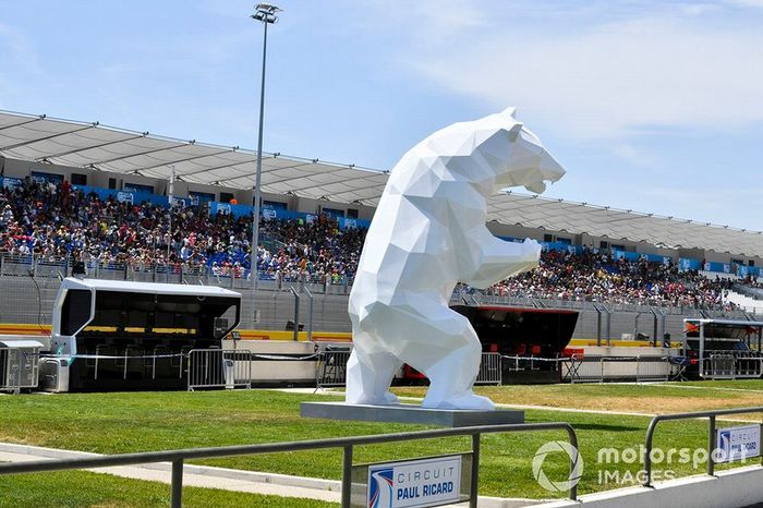 Estatua del oso en el pit lane