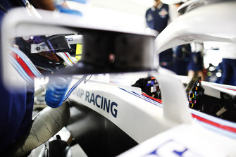 Lance Stroll, Williams Racing, in cockpit ahead of FP3.