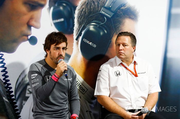 Fernando Alonso, McLaren, Zak Brown, Executive Director, McLaren Technology Group, host a press conference