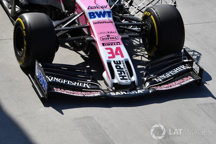 Detalle del alerón delantero del Force India VJM11