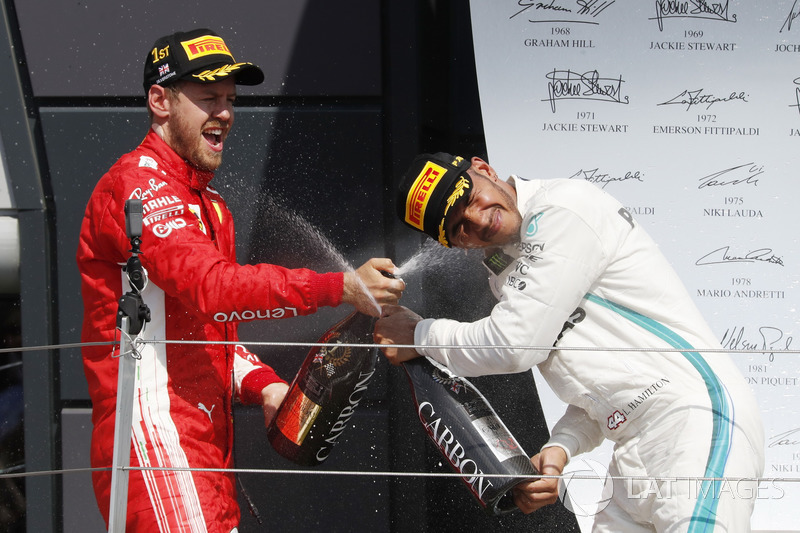 Sebastian Vettel, Ferrari y Lewis Hamilton, Mercedes-AMG F1