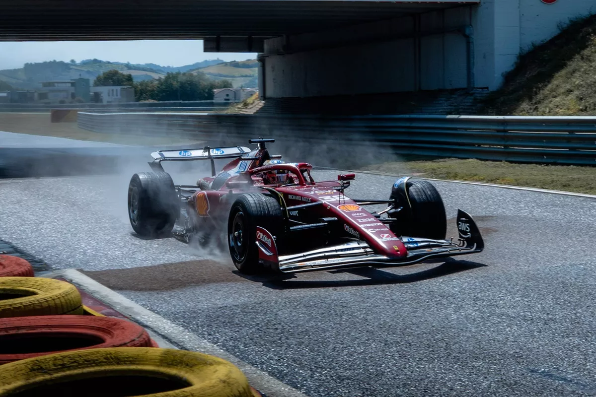 F1: Guanyu Zhou drives SF-25 at Fiorano testing 2026 rain tyres, completes GP and a half