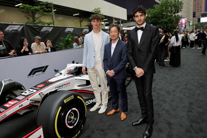 Oliver Bearman, Ayao Komatsu and Esteban Ocon at the World Premiere of F1 The Movie 