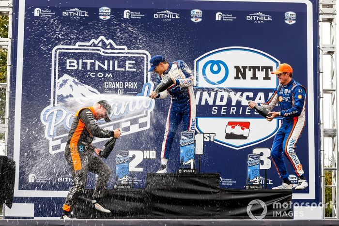 Alex Palou, Chip Ganassi Racing Honda, Felix Rosenqvist, Arrow McLaren Chevrolet, Scott Dixon, Chip Ganassi Racing Honda