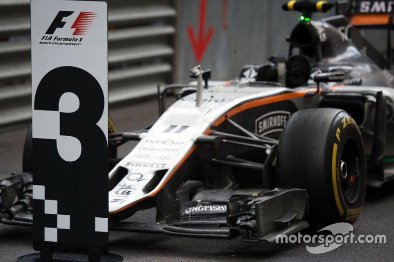 The Sahara Force India F1 VJM09 of third placed Sergio Perez, Sahara Force India F1 in parc ferme