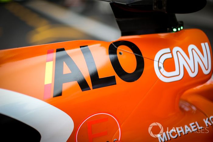 El detalle de la carrocería de Fernando Alonso, McLaren MCL32