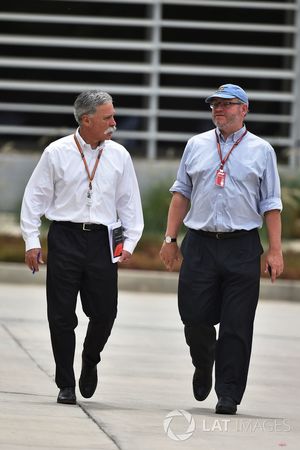 Chase Carey, Chief Executive Officer and Executive Chairman of the Formula One Group and Joe Saward,