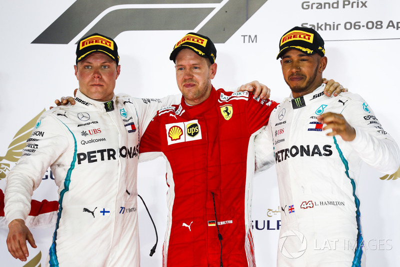 2018: 1. Sebastian Vettel, 2. Valtteri Bottas, 3. Lewis Hamilton