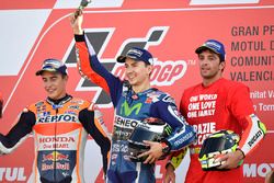 Podium: race winner Jorge Lorenzo, Yamaha Factory Racing, second place Marc Marquez, Repsol Honda Team, third place Andrea Iannone, Ducati Team