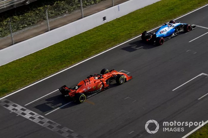 George Russell, Williams FW42, Sebastian Vettel, Ferrari SF90 