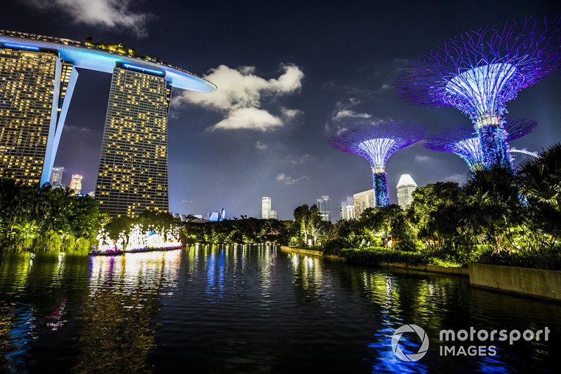 Il Marina Bay Sands hotel e gli alberi illuminati