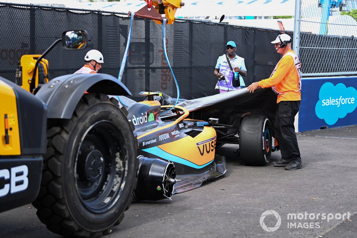 Contact with Gasly - whose car was wounded after a hit from Alonso - ended Norris's race and brought out the safety car