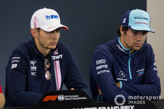 Esteban Ocon, Racing Point Force India F1 Team Y Lance Stroll, Williams Racing en la conferencia de prensa