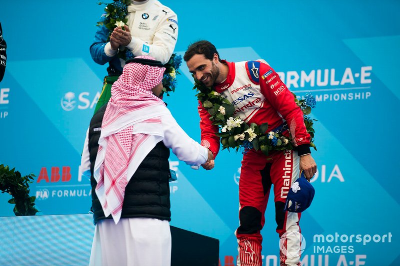 third position Jérôme d'Ambrosio, Mahindra Racing on the podium