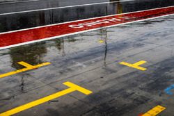 Rain in the pit lane