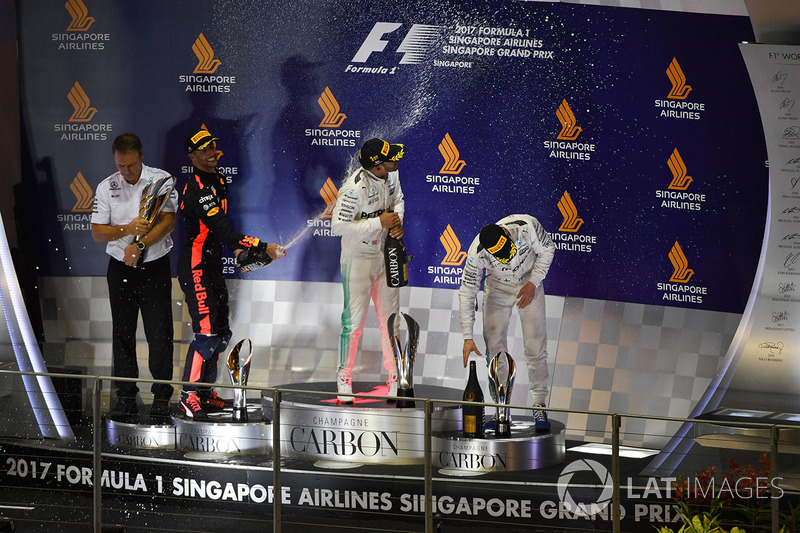 Podium: race winner Lewis Hamilton, Mercedes AMG F1, second place Daniel Ricciardo, Red Bull Racing, third place Valtteri Bottas, Mercedes AMG F1