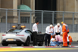 Charlie Whiting, FIA Delegate and Herbie Blash, FIA Delegate inspect the circuit after GP2 qualifyin