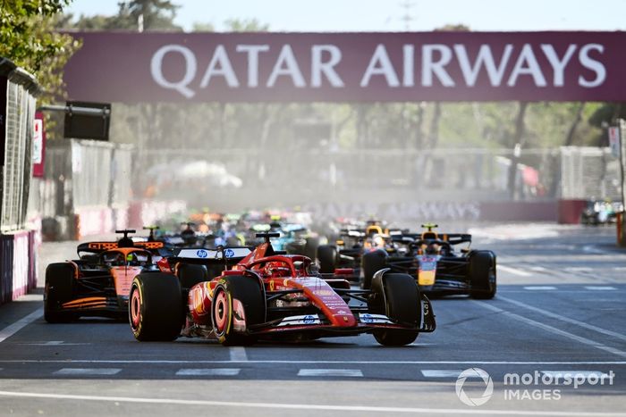 Charles Leclerc, Ferrari SF-24, Oscar Piastri, McLaren MCL38, Sergio Pérez, Red Bull Racing RB20