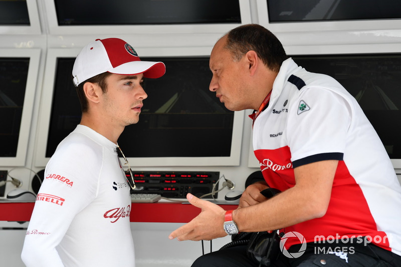 Charles Leclerc, Sauber and Frederic Vasseur, Sauber, Team Principal