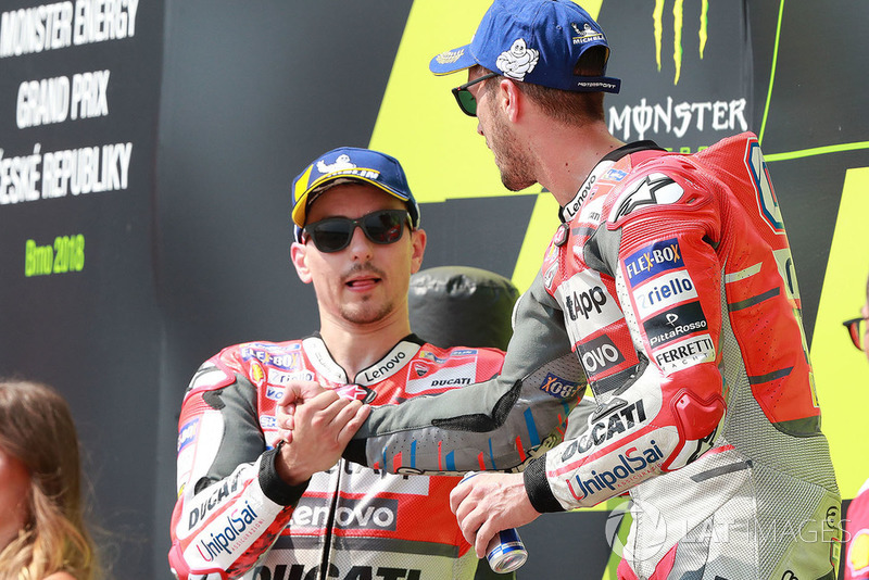 Podium: race winner Andrea Dovizioso, Ducati Team, second place Jorge Lorenzo, Ducati Team