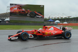 Sebastian Vettel, Ferrari SF70H and on screen