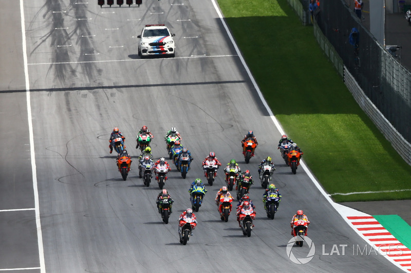 Start action Marc Marquez, Repsol Honda Team leads