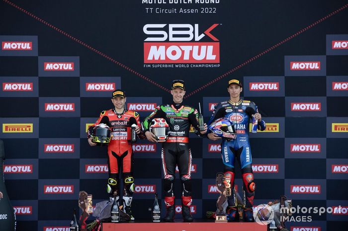 Podio: Alvaro Bautista, Aruba.it Racing Ducati, Jonathan Rea, Kawasaki Racing Team WSBK, Toprak Razgatlioglu, Pata Yamaha WorldSBK