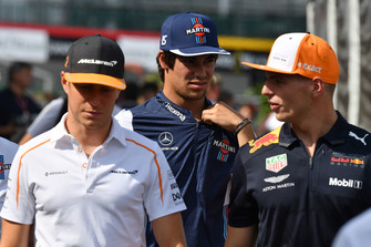 Stoffel Vandoorne, McLaren, Lance Stroll, Williams Racing and Max Verstappen, Red Bull Racing