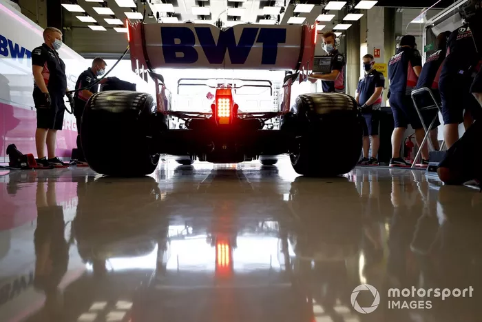 Lance Stroll, Racing Point RP20, lascia il garage