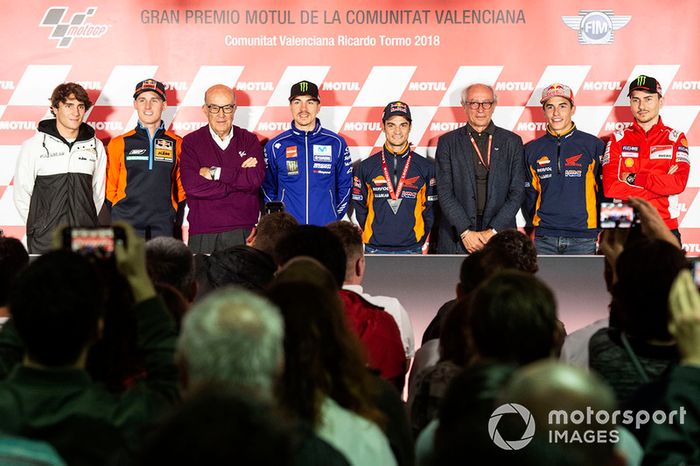Albert Arenas, Ángel Nieto Team, Pol Espargaro, Red Bull KTM Factory Racing, Carmelo Ezpeleta, Dorna, Maverick Viñales, Yamaha Factory Racing, Dani Pedrosa, Repsol Honda Team, Vito Ippolito, FIM President, Marc Marquez, Repsol Honda Team, Jorge Lorenzo, Ducati Team