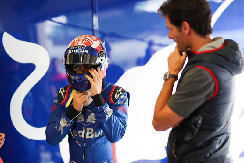 Marc Marquez, tests the Toro Rosso F1 car, with ex Formula 1 driver, Mark Webber