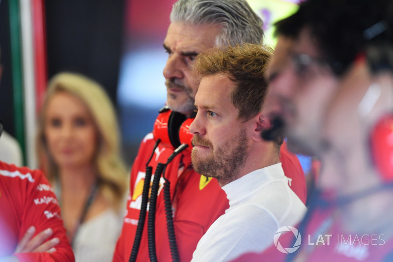 Sebastian Vettel, Ferrari y Maurizio Arrivabene, Ferrari Team Principal