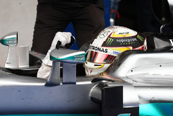 Переможець гонки Льюїс Хемілтон, Mercedes AMG F1 W07 Hybrid святкує в закритому парку