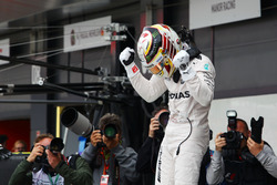 Lewis Hamilton, Mercedes AMG F1 celebrates his pole position in parc ferme