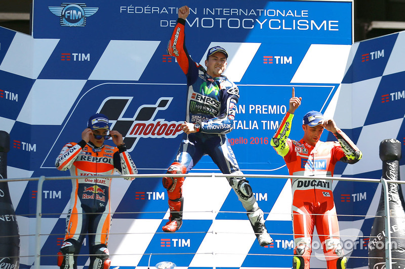 Podium: 1. Jorge Lorenzo, 2. Marc Marquez, 3. Andrea Iannone