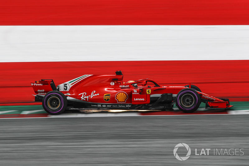 Sebastian Vettel, Ferrari SF71H, e scintille
