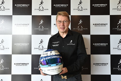 Mika Hakkinen with his helmet