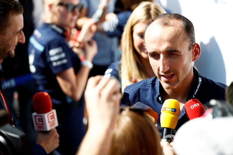 Robert Kubica, Williams Racing, talks to the press   