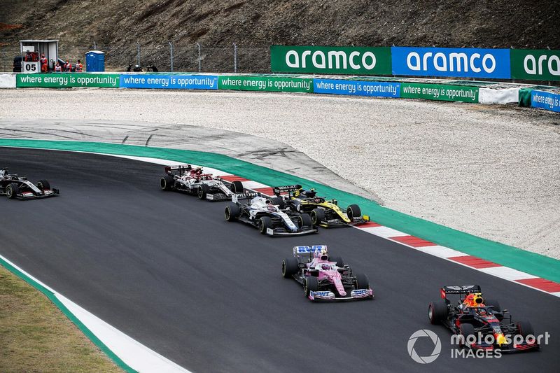 Alex Albon, Red Bull Racing RB16, Lance Stroll, Racing Point RP20, Esteban Ocon, Renault F1 Team R.S.20, George Russell, Williams FW43, Antonio Giovinazzi, Alfa Romeo Racing C39, Romain Grosjean, Haas VF-20