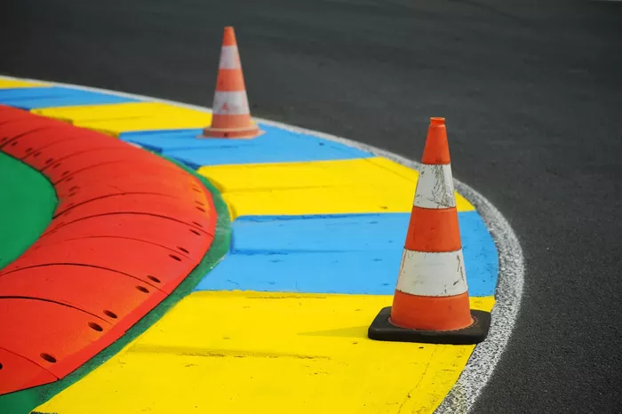Fresh paint on the kerbs
