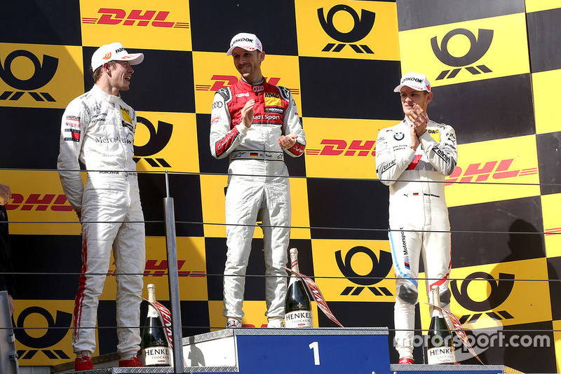Podium: Race winner René Rast, Audi Sport Team Rosberg, second place Paul Di Resta, Mercedes-AMG Team HWA, third place Marco Wittmann, BMW Team RMG