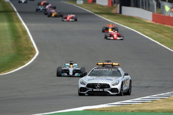 Safety car leads the field