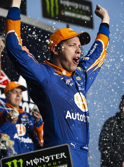 Brad Keselowski, Team Penske Ford, celebrates his win in Victory Lane