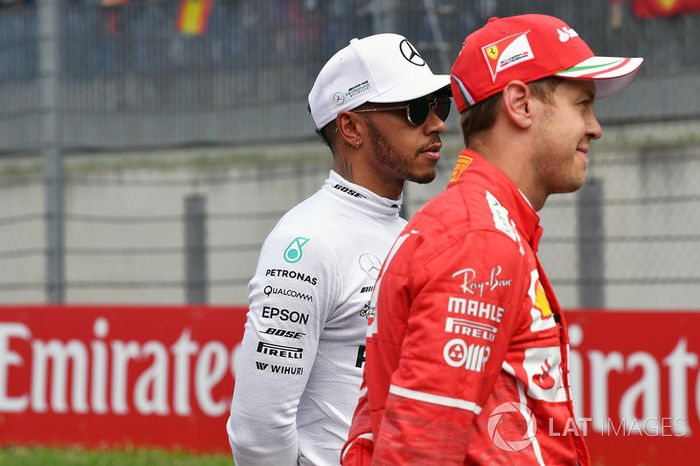 Lewis Hamilton, Mercedes AMG F1 y Sebastian Vettel, Ferrari